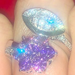 Super shiny amethyst zircon silver filled ring 7.5